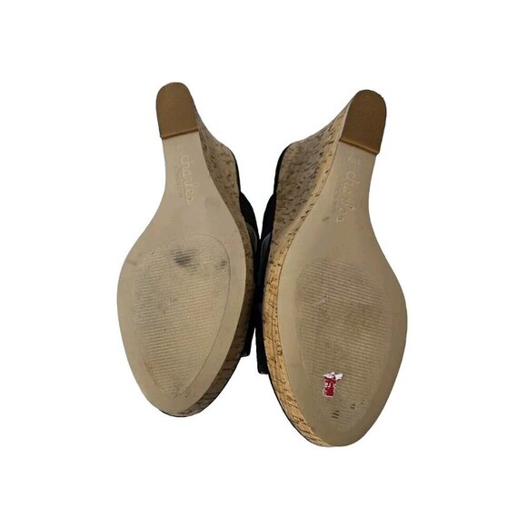 New Charles by Charles David Latrice Black Suede Cork Wedge Sandal Size 11 M - Picture 2 of 3